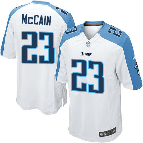 Men's Game Brice McCain Nike Jersey White Road - #23 NFL Tennessee Titans